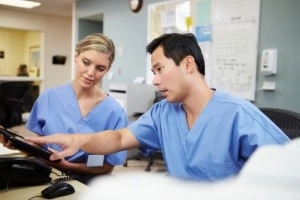 Two nurses conversing